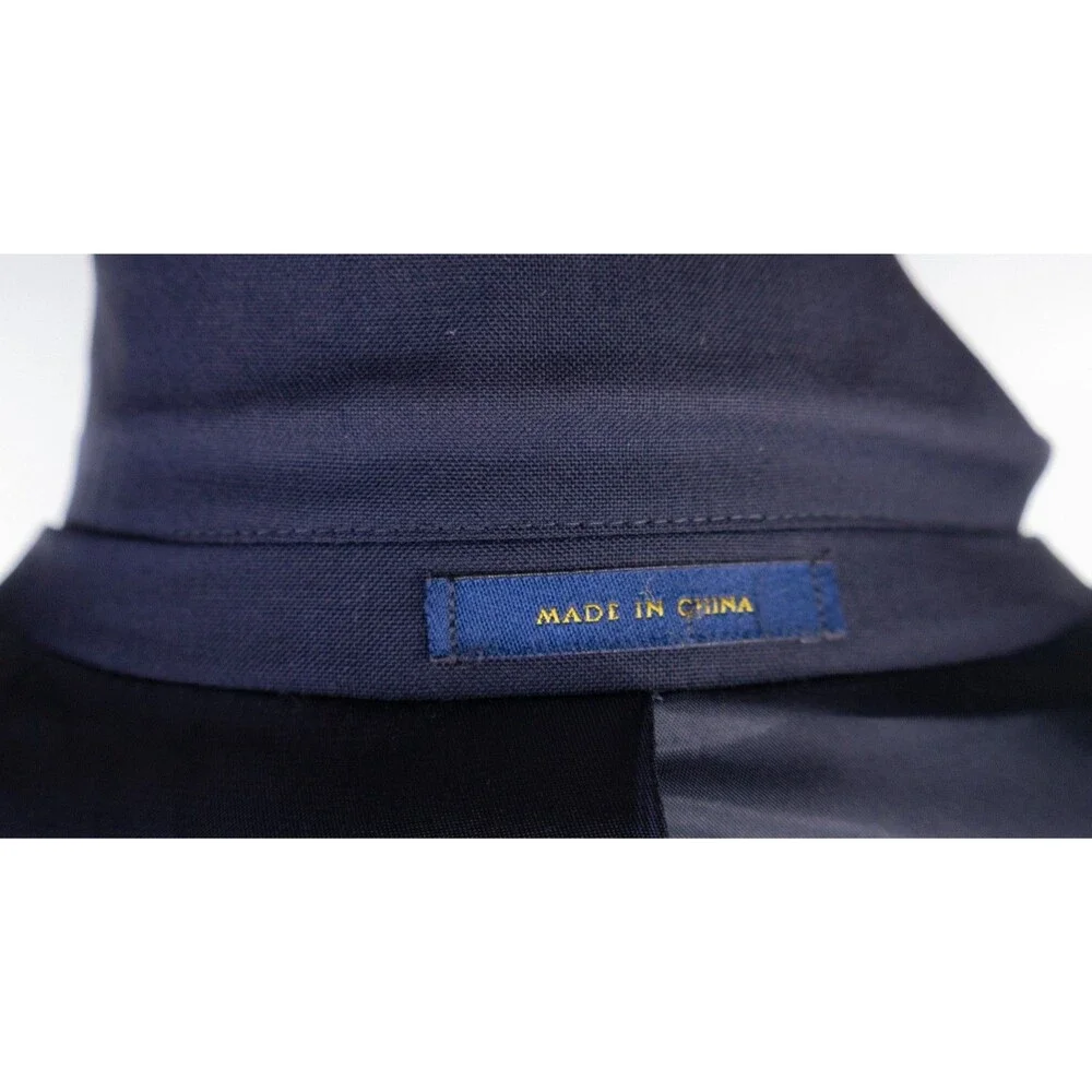 Club Room Charter Club Blazer Sz 48L Navy Gold Button Wool 2 Button Blazer Coat